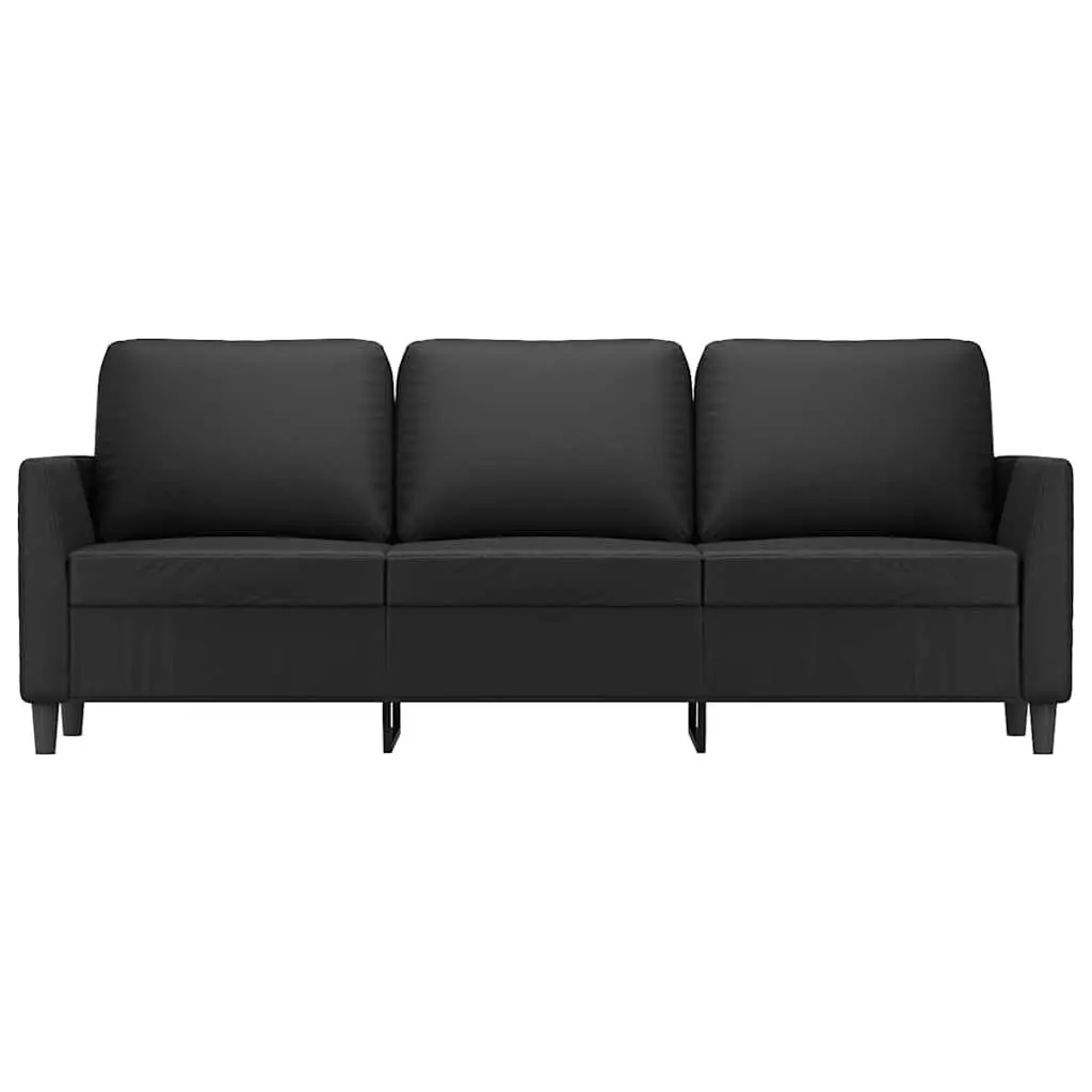 3SeaterCouchFauxLeatherBlack180cmModernLoungeFurniture