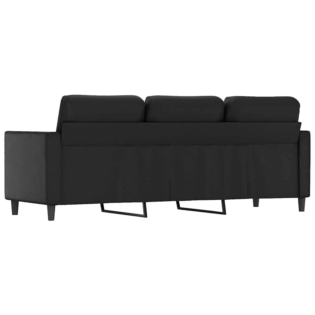 3SeaterCouchFauxLeatherBlack180cmModernLoungeFurniture