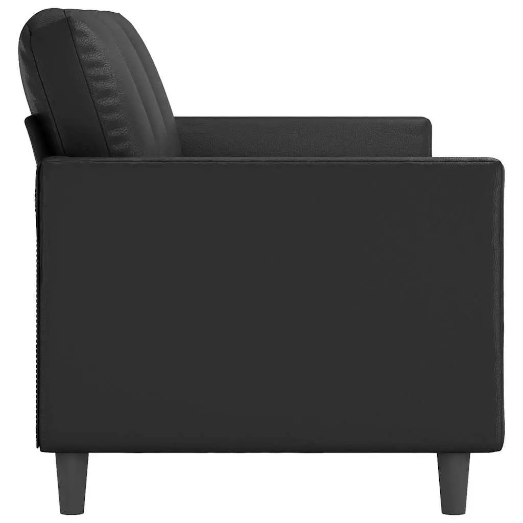 3SeaterCouchFauxLeatherBlack180cmModernLoungeFurniture