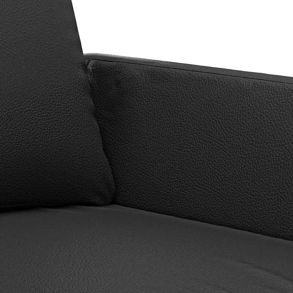3SeaterCouchFauxLeatherBlack180cmModernLoungeFurniture