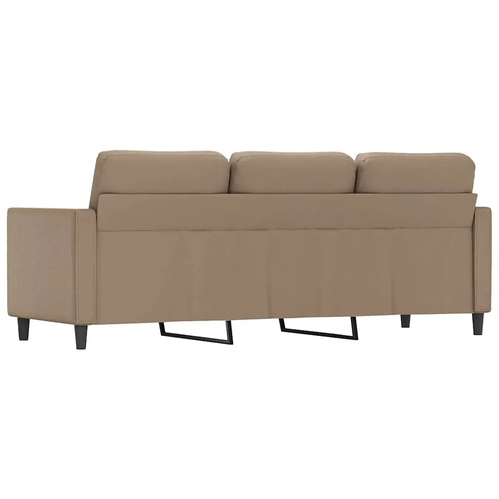 3-Seater Sofa Cappuccino Faux Leather Couch 180cm Living Room Lounge Settee
