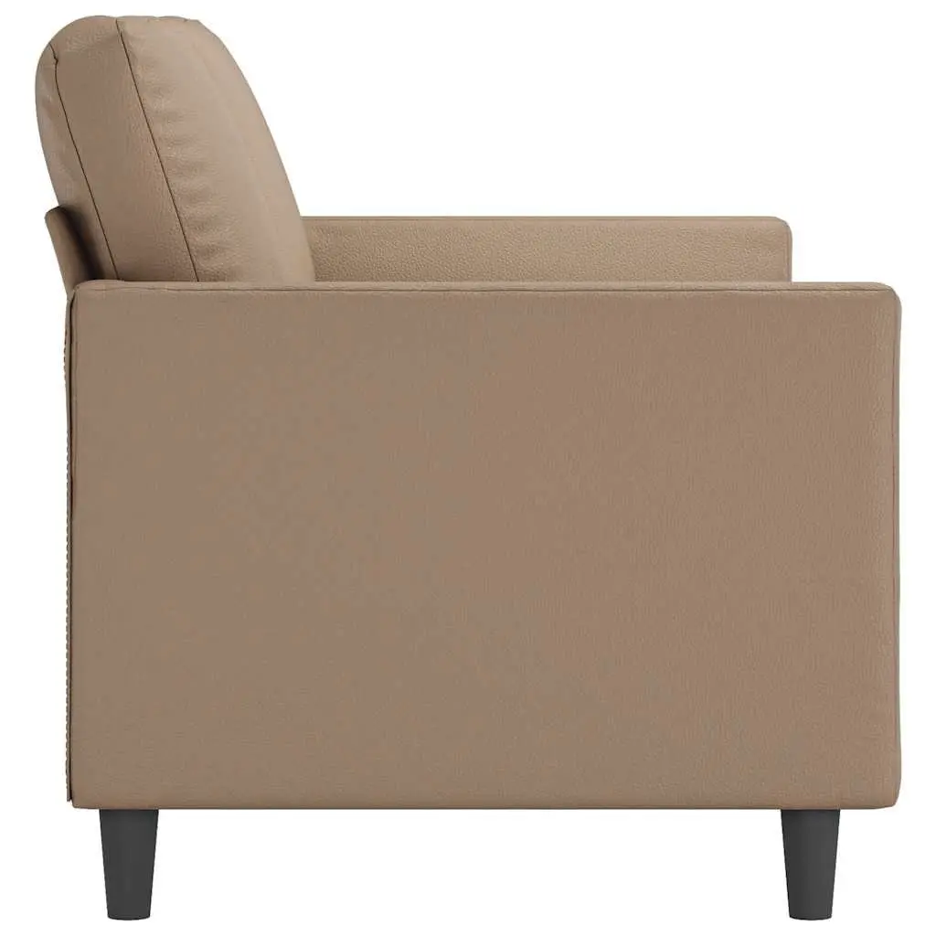 3-Seater Sofa Cappuccino Faux Leather Couch 180cm Living Room Lounge Settee