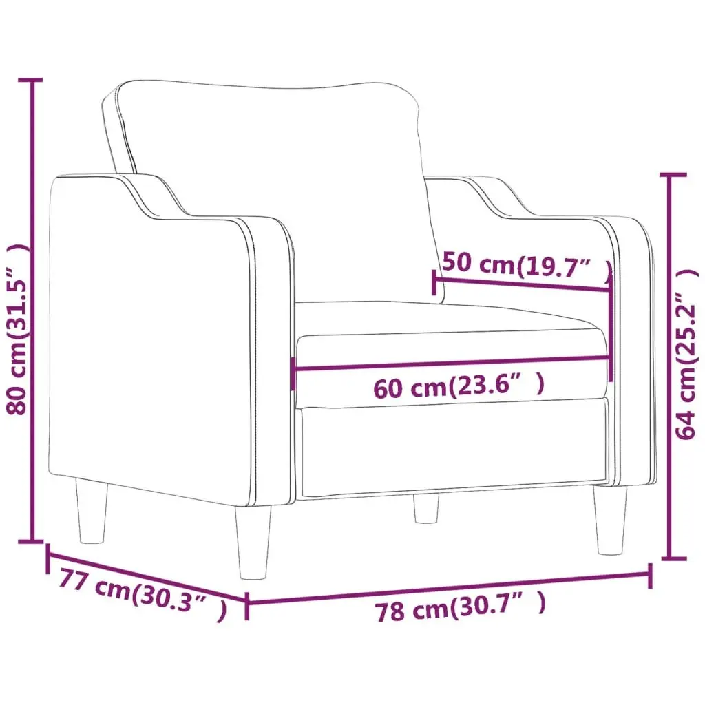 Sofa Chair Fabric 60cm Grey Single Seat Armchair Living Room Furniture
