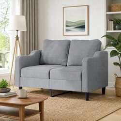 2-Seater Sofa Grey Fabric 120cm Living Room Couch Comfortable Padded Seat Modern