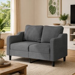 2-Seater Sofa Dark Grey 120cm Fabric Couch Lounge Seat Living Room Furniture