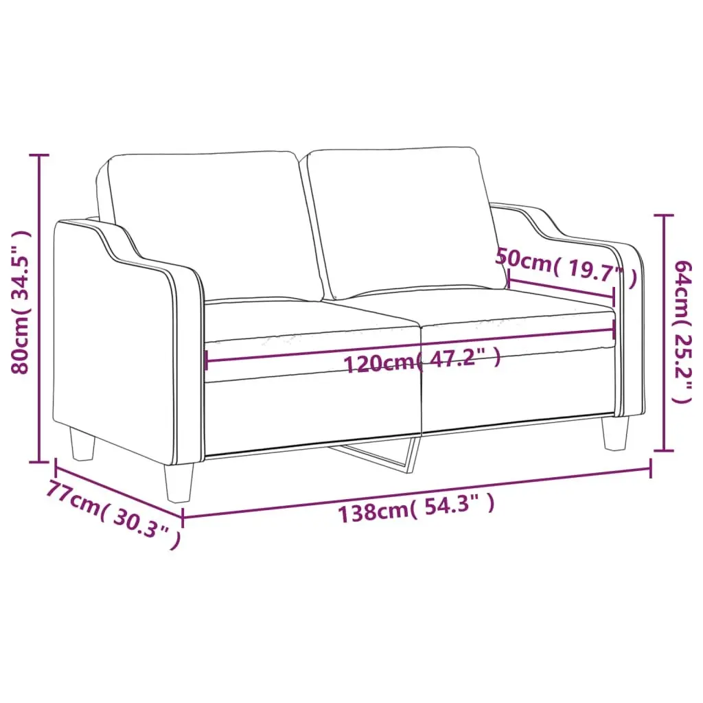2-Seater Sofa Dark Grey 120cm Fabric Couch Lounge Seat Living Room Furniture