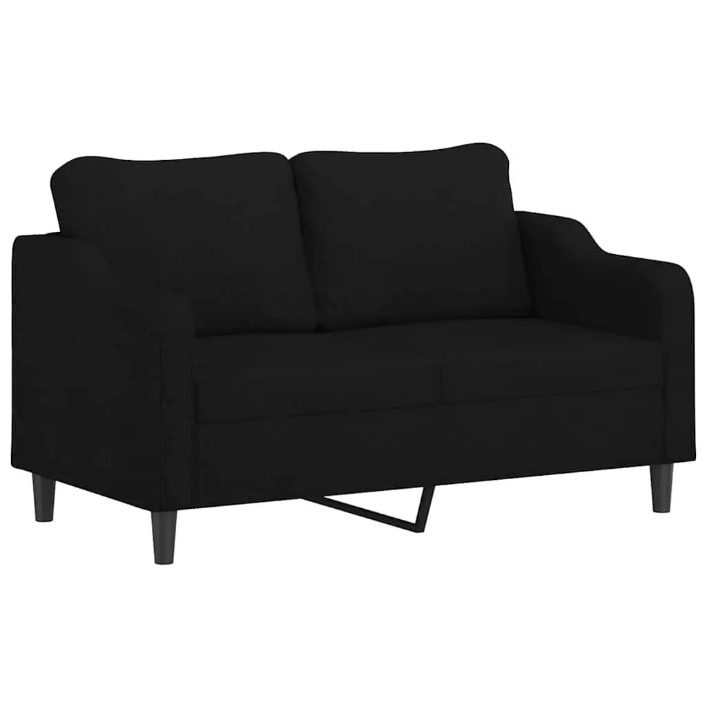 2-Seater Sofa Fabric Upholstered Black 140cm Metal Frame Living Room Couch