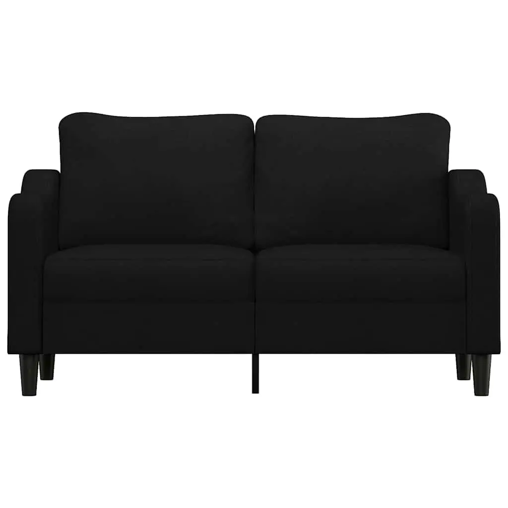 2-Seater Sofa Fabric Upholstered Black 140cm Metal Frame Living Room Couch