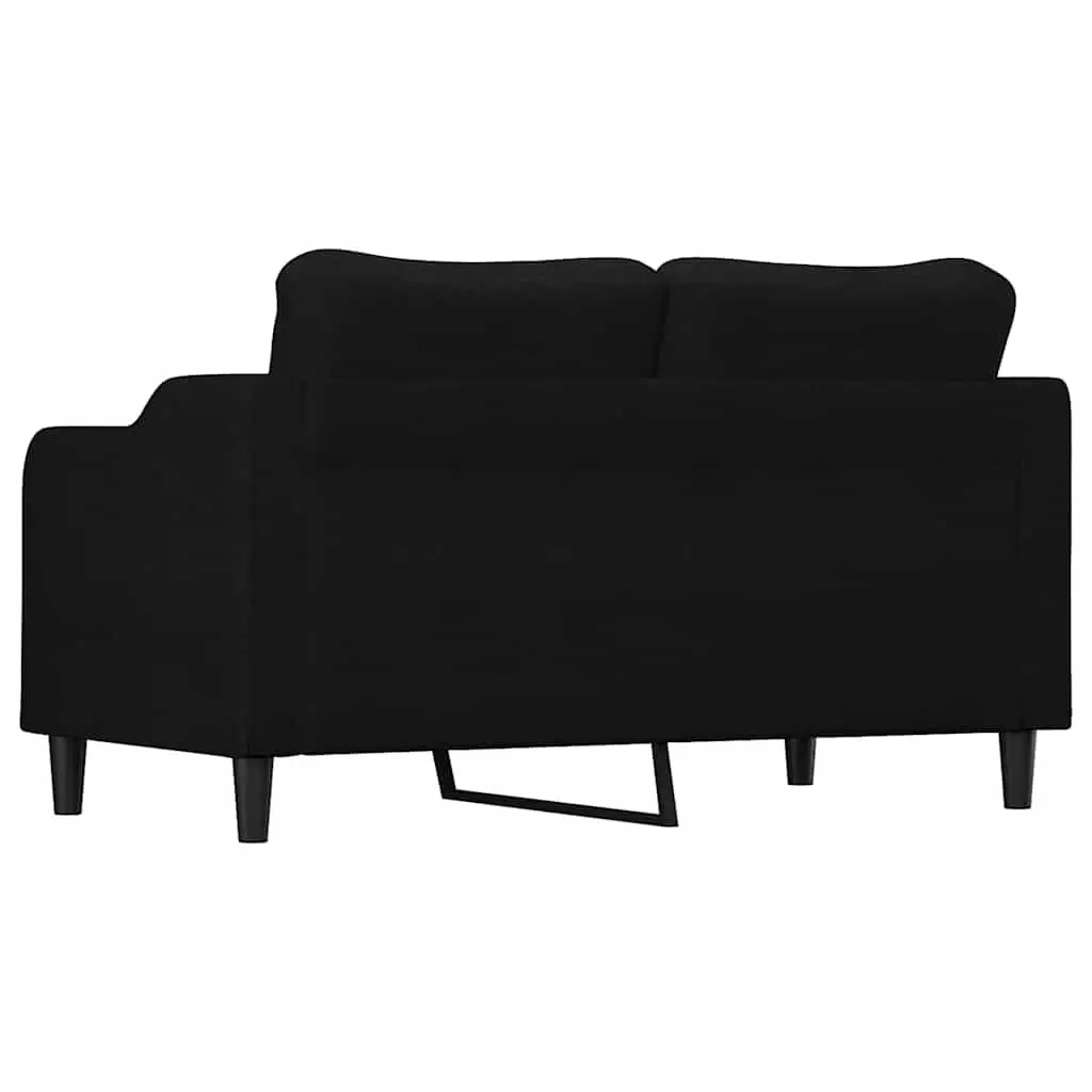 2-Seater Sofa Fabric Upholstered Black 140cm Metal Frame Living Room Couch