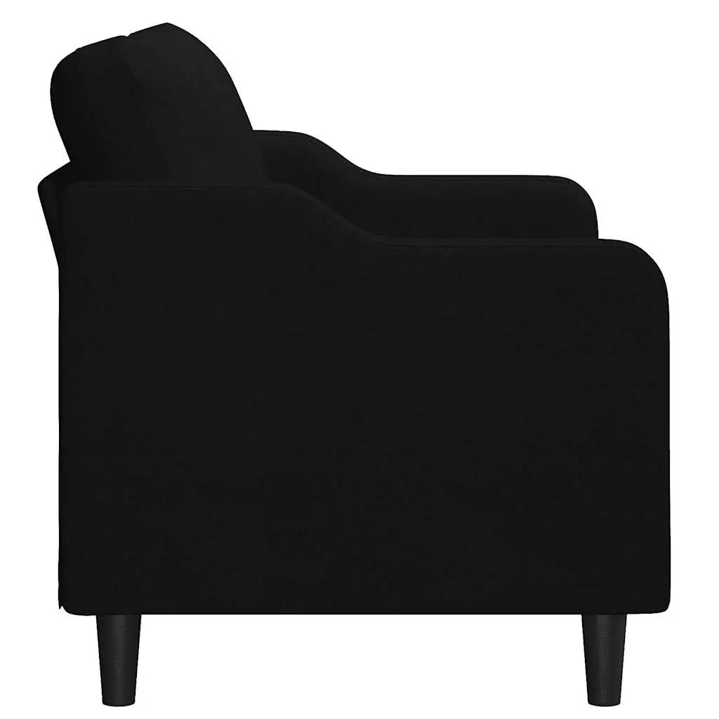 2-Seater Sofa Fabric Upholstered Black 140cm Metal Frame Living Room Couch