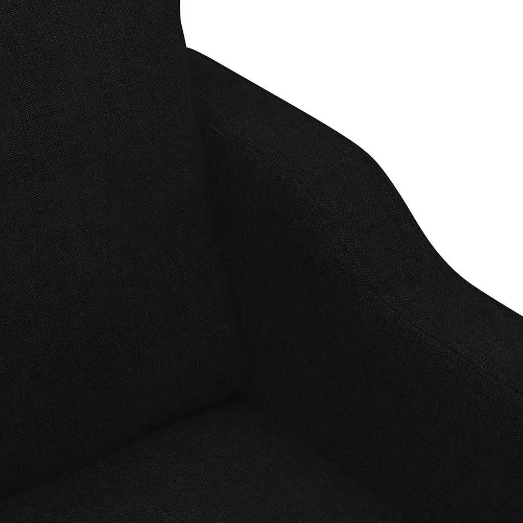 2-Seater Sofa Fabric Upholstered Black 140cm Metal Frame Living Room Couch