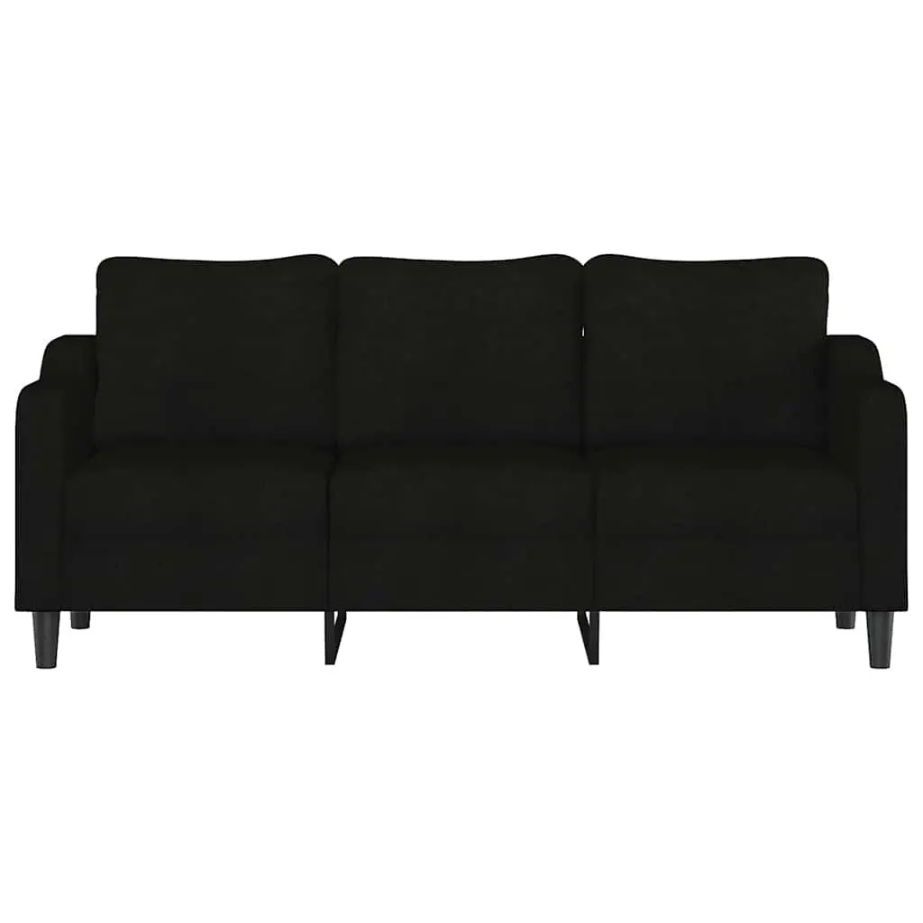 3-Seater Sofa Fabric Upholstered 180cm Black Living Room Couch