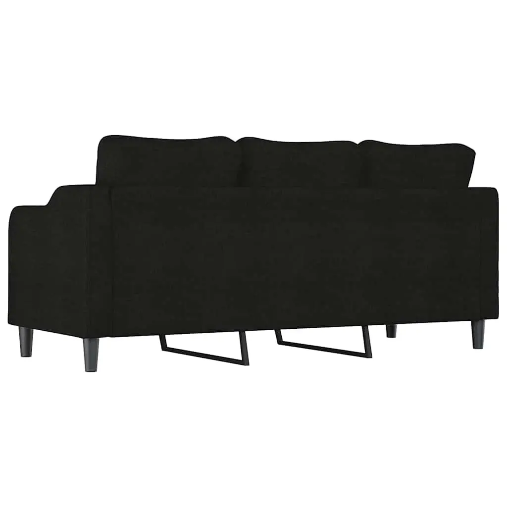 3-Seater Sofa Fabric Upholstered 180cm Black Living Room Couch