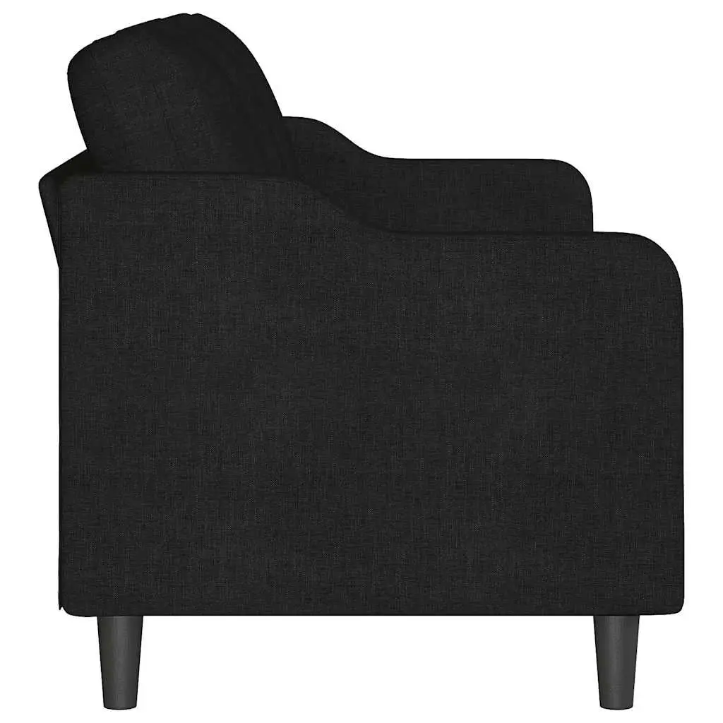 3-Seater Sofa Fabric Upholstered 180cm Black Living Room Couch