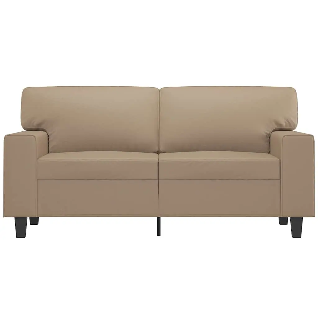 2-Seater Sofa Brown Faux Leather Modern Lounge Couch Living Room Furniture