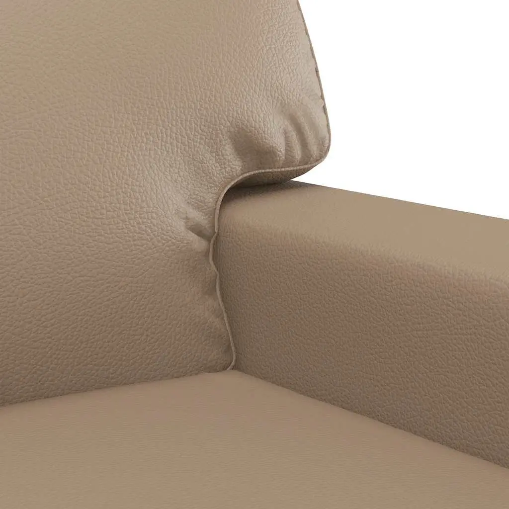 2-Seater Sofa Brown Faux Leather Modern Lounge Couch Living Room Furniture