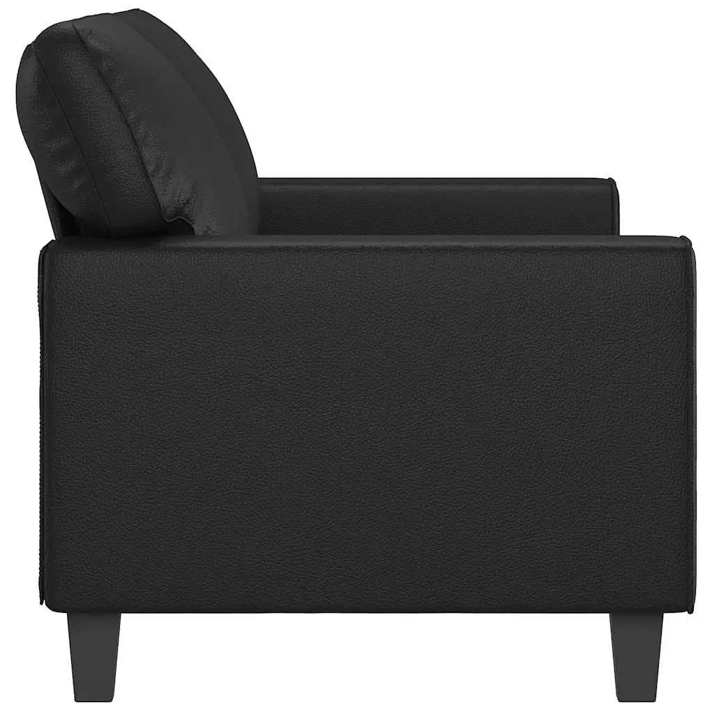 2-Seater Sofa Black 140cm Modern Lounge Couch Faux Leather Living Room Furniture
