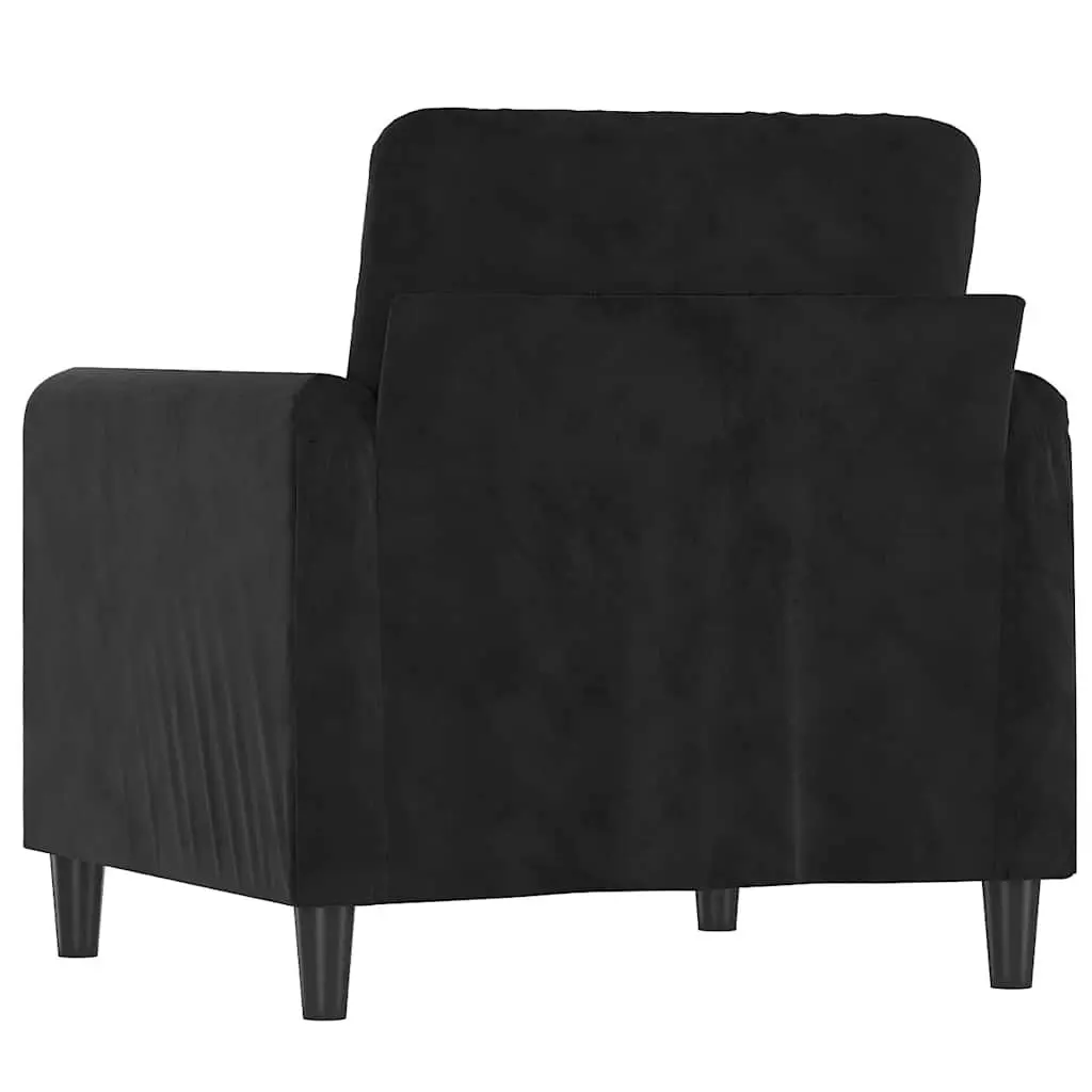 Sofa Chair Velvet 60cm Black Compact Armchair Lounge Seat
