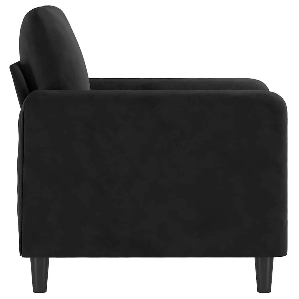 Sofa Chair Velvet 60cm Black Compact Armchair Lounge Seat