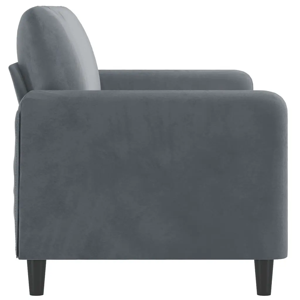 2-Seater Sofa Grey 140cm Modern Living Room Couch Velvet Upholstered Furniture