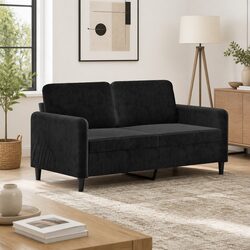 Versatile 2-Seater Sofa in Black Velvet for Living Areas