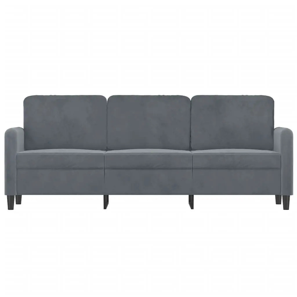 3-Seater Sofa Velvet 180cm Grey Modern Living Room Furniture