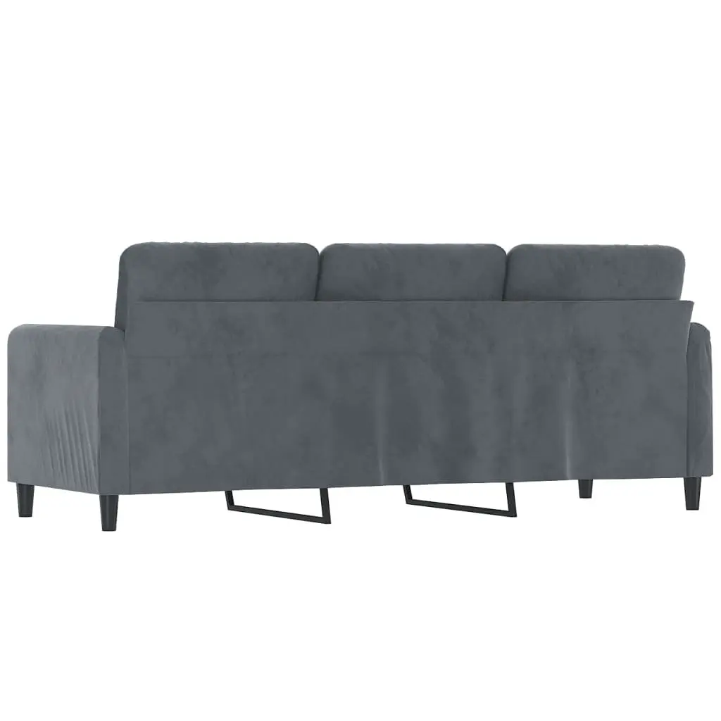 3-Seater Sofa Velvet 180cm Grey Modern Living Room Furniture