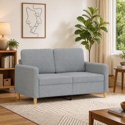 2-Seater Sofa Grey Fabric 120cm Living Room Couch Upholstered Lounge Seat