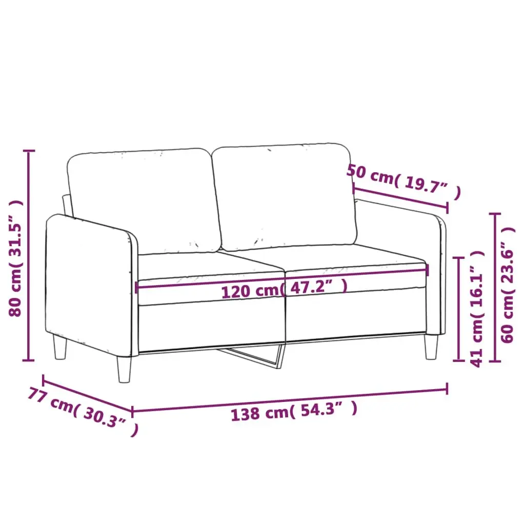 2-Seater Sofa Grey Fabric 120cm Living Room Couch Upholstered Lounge Seat