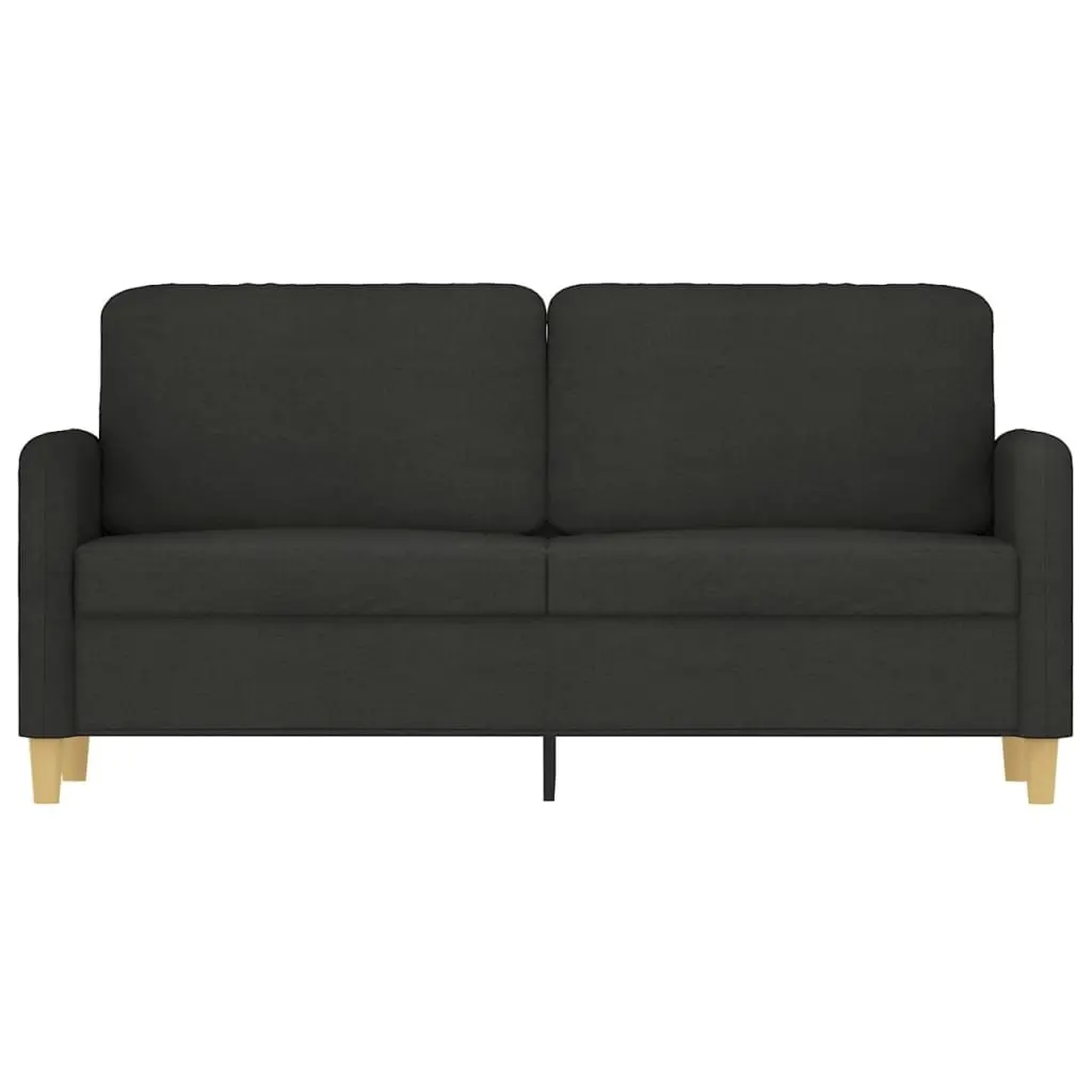 2-Seater Sofa Black 140cm Living Room Couch Fabric Upholstered Settee Modern