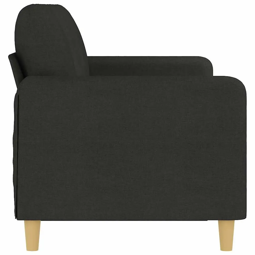 3-Seater Sofa Black Fabric 180cm Living Room Couch Upholstered Lounge Seat