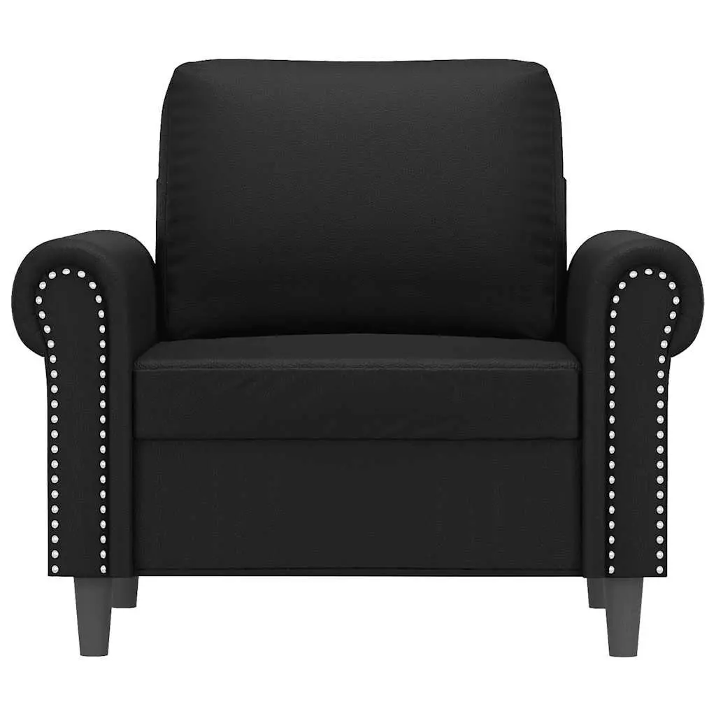 Faux Leather Sofa Chair 60cm Black Modern Armchair Lounge Seat