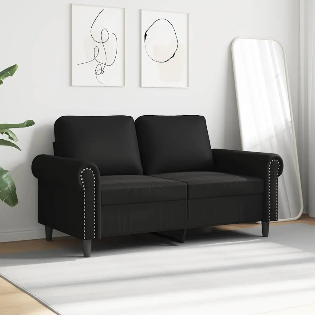 Black Faux Leather 2-Seater Sofa 120cm Modern Couch Metal Frame Living Room Furniture
