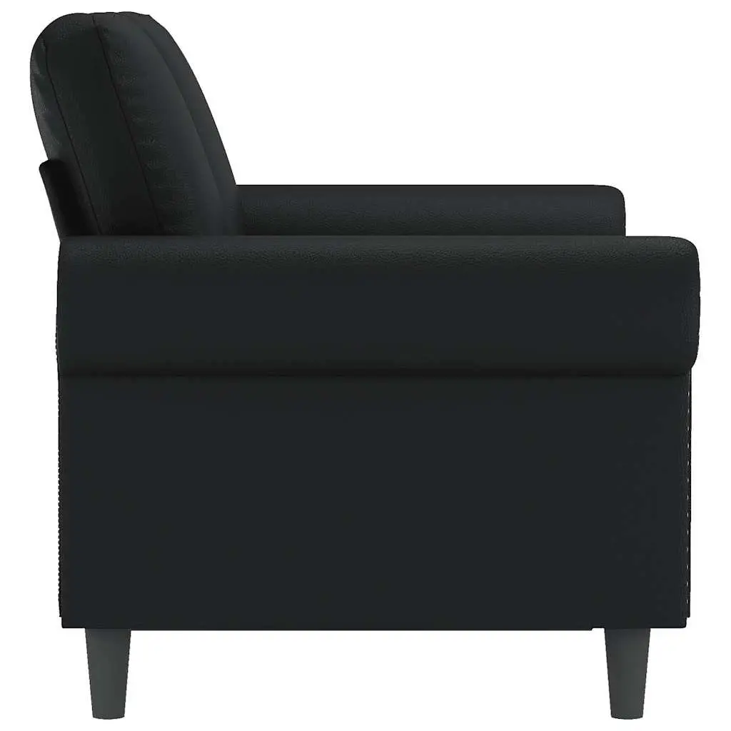 Black Faux Leather 2-Seater Sofa 120cm Modern Couch Metal Frame Living Room Furniture