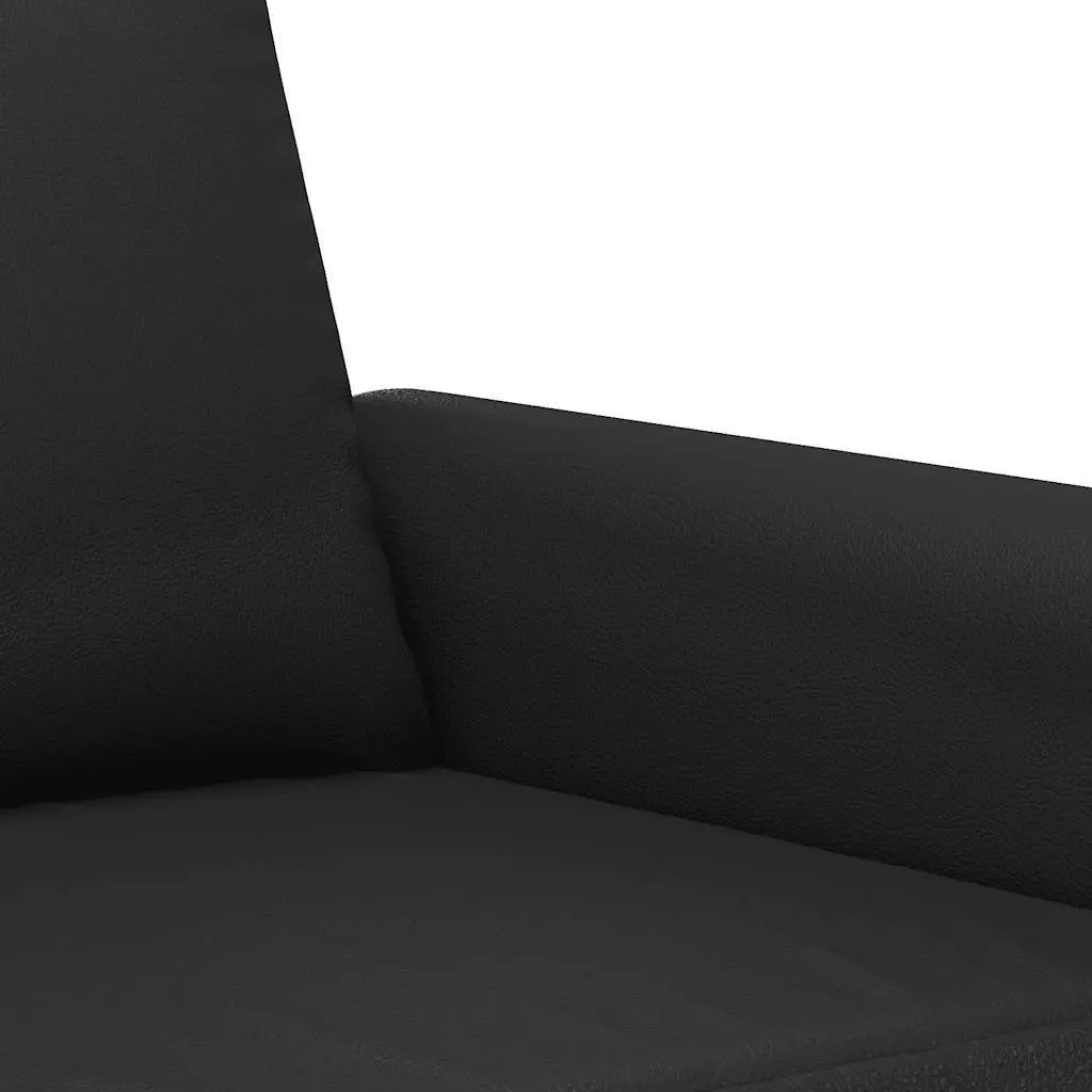 Black Faux Leather 2-Seater Sofa 120cm Modern Couch Metal Frame Living Room Furniture
