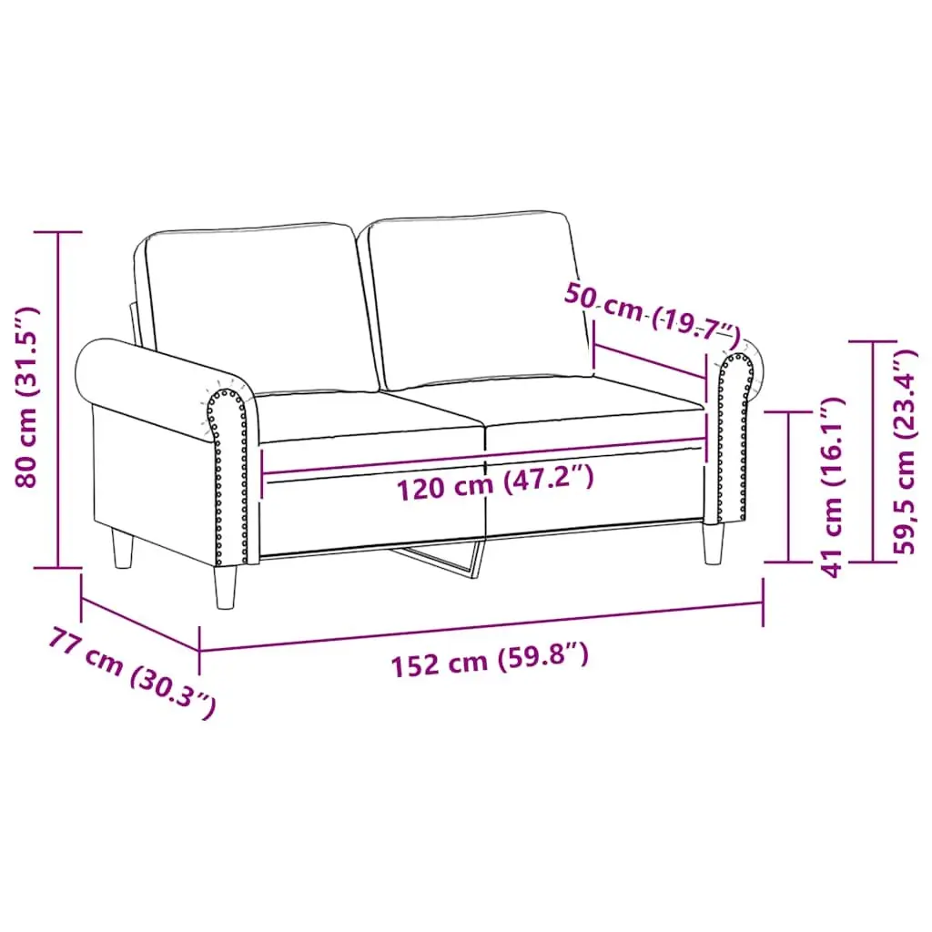 Black Faux Leather 2-Seater Sofa 120cm Modern Couch Metal Frame Living Room Furniture