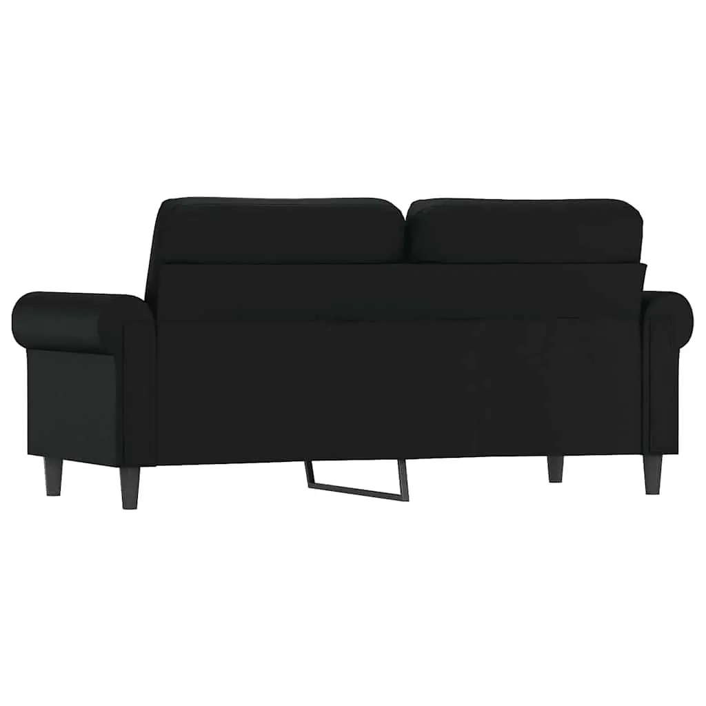 2-Seater Sofa Black 140cm Modern Lounge Couch Faux Leather Seating Furniture