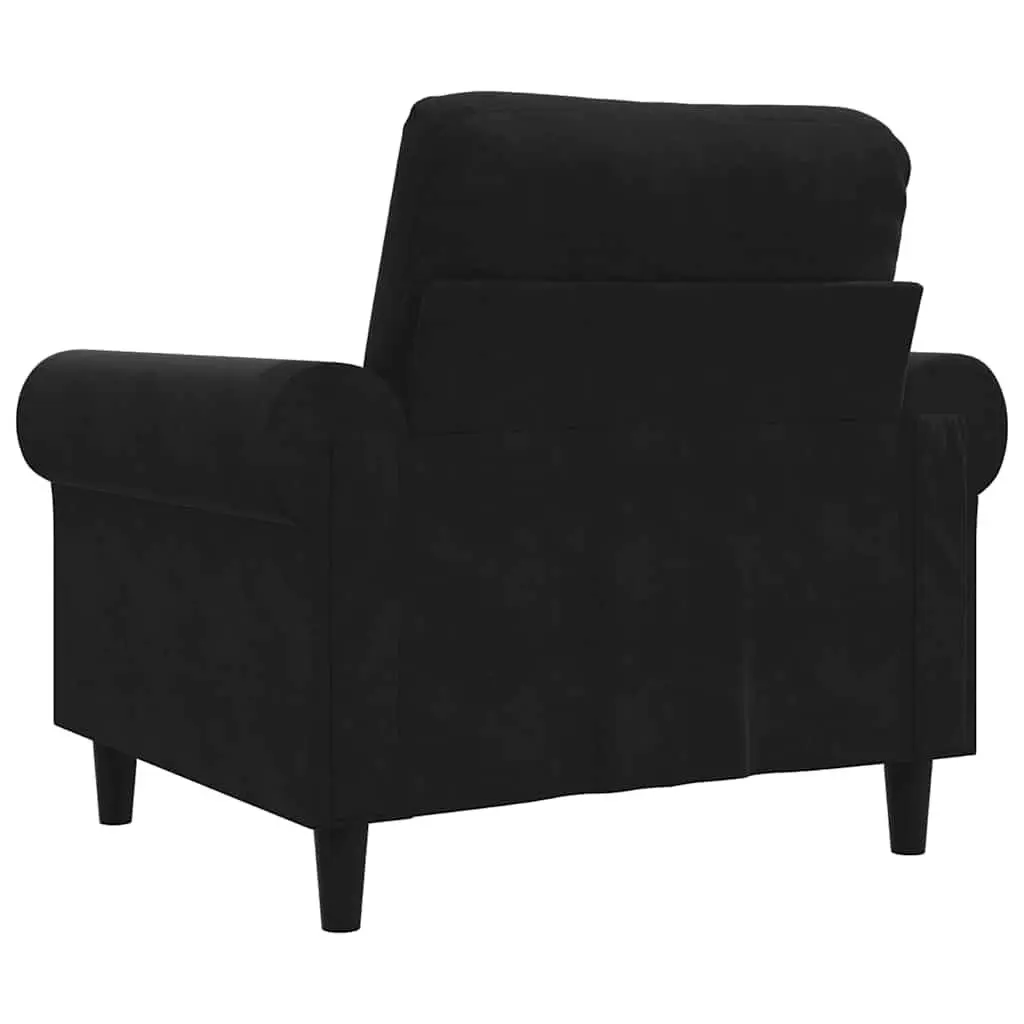 Sofa Chair Velvet 60cm Black Padded Armchair Lounge Seat Furniture Living Room