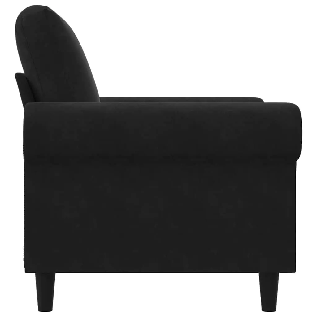 Sofa Chair Velvet 60cm Black Padded Armchair Lounge Seat Furniture Living Room