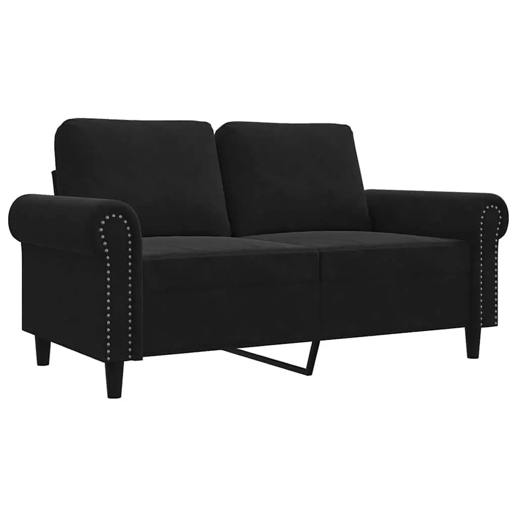 2-Seater Sofa Velvet 120cm Black Modern Couch