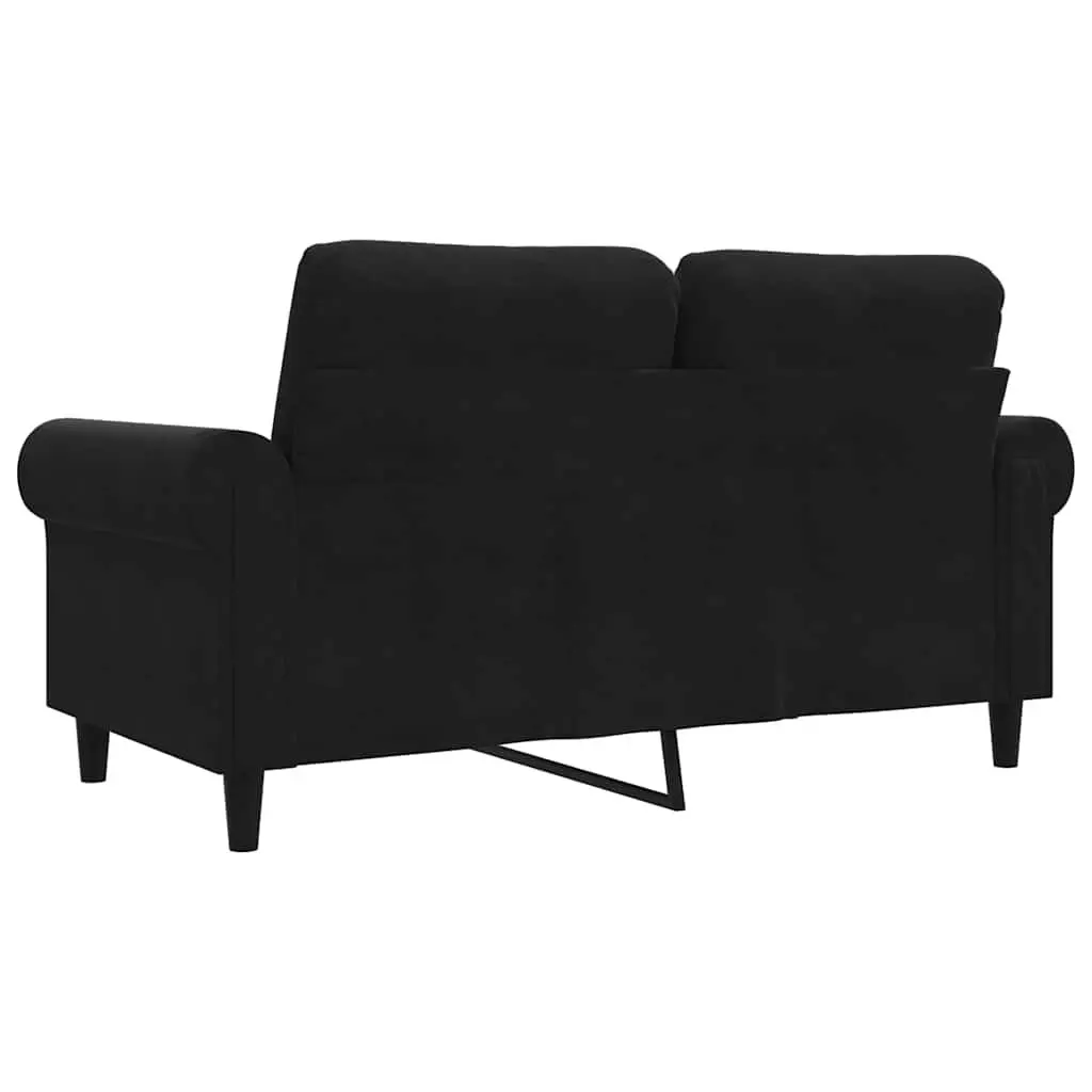 2-Seater Sofa Velvet 120cm Black Modern Couch