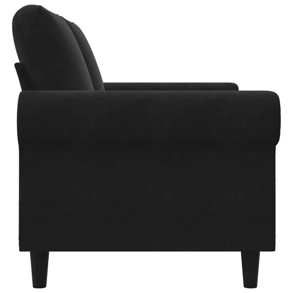 2-Seater Sofa Velvet 120cm Black Modern Couch