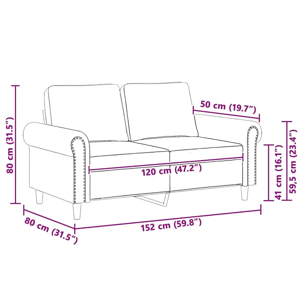 2-Seater Sofa Velvet 120cm Black Modern Couch
