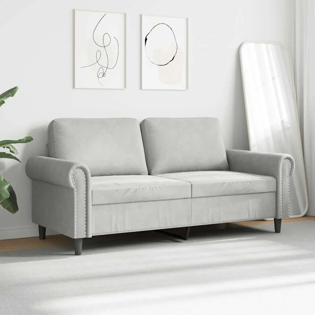 2-Seater Sofa Velvet 140cm Grey Modern