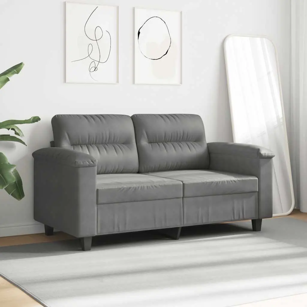 Grey Microfibre Upholstered 120cm 2-Seater Sofa Modern Couch