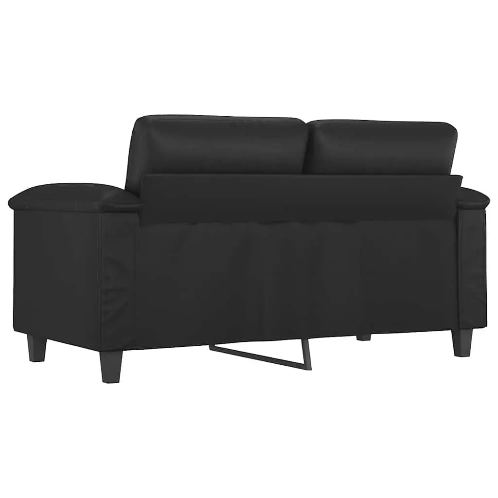 120cmBlackFauxLeatherModern2SeaterLoungeCouchSturdyMetalFrameLivingRoomFurniture