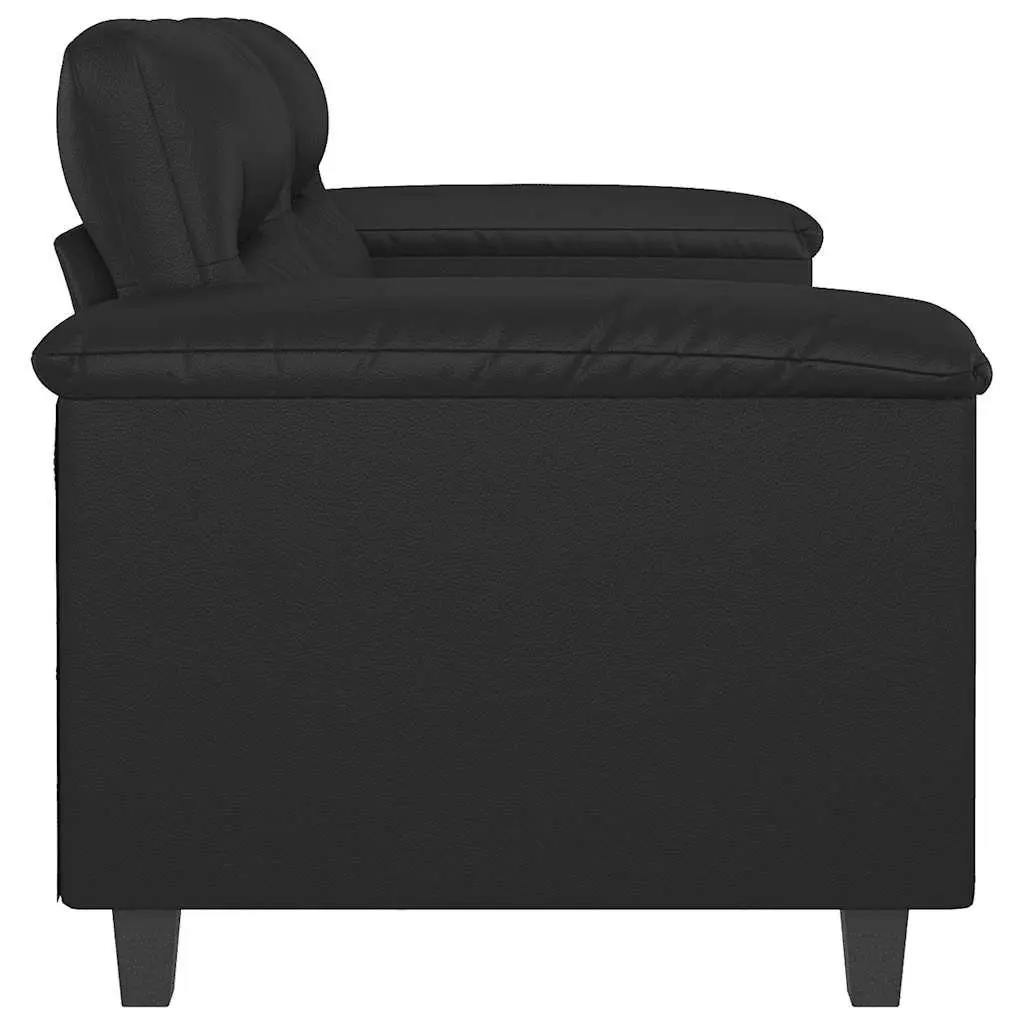 120cmBlackFauxLeatherModern2SeaterLoungeCouchSturdyMetalFrameLivingRoomFurniture