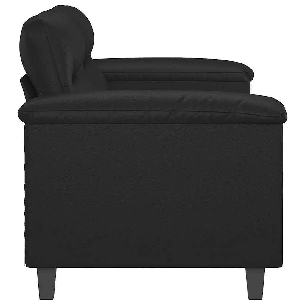 2-Seater Sofa Faux Leather 140cm Black Modern Couch