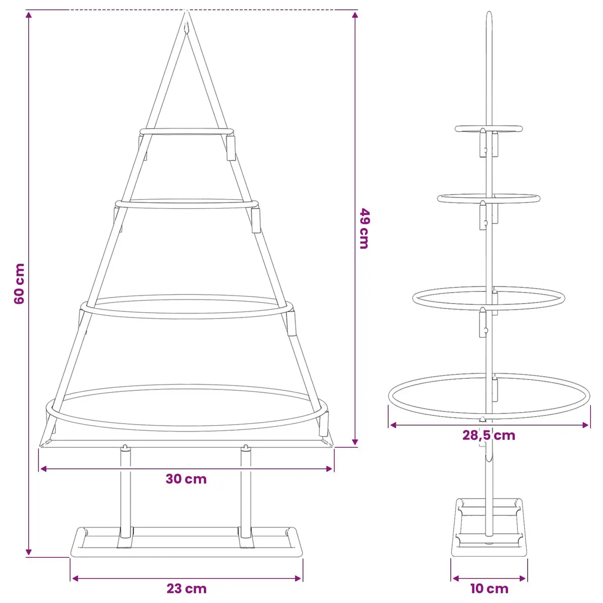 Metal Christmas Tree Decoration Frame Steel 60cm Black