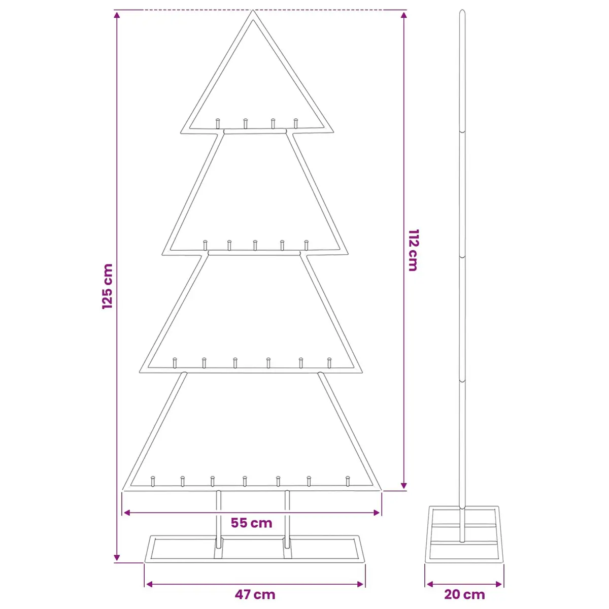 Metal Christmas Tree Frame Steel 125cm Black Modern DIY Decoration
